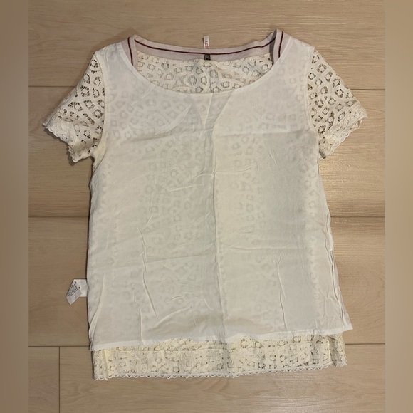 Ikks ICODE white lace short sleeve blouse size small - Picture 8 of 13